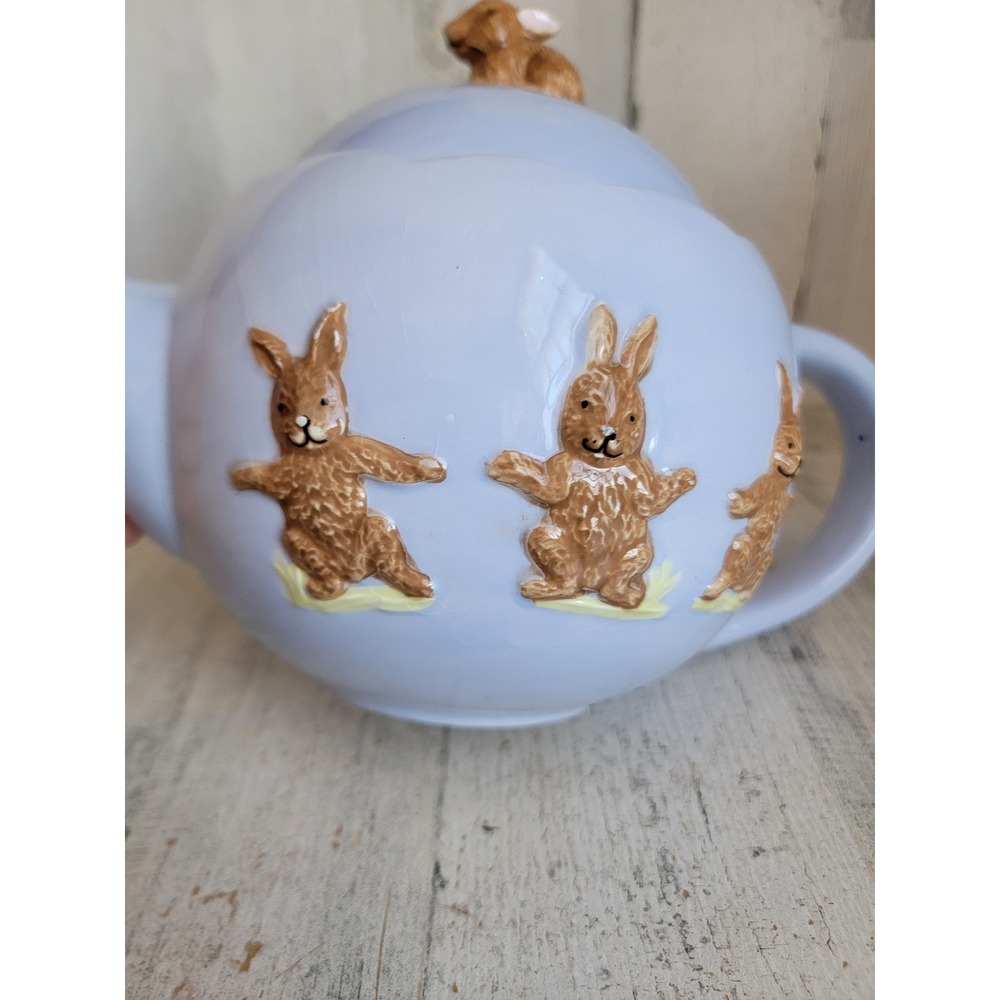 Global design Kate Williams easter teapot rabbit bunny purple vintage - Picture 7 of 16